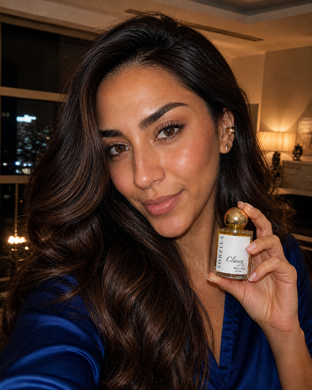 Classy V. Sorella moments — A close-up getting-ready moment for when the scent is part of the whole look.