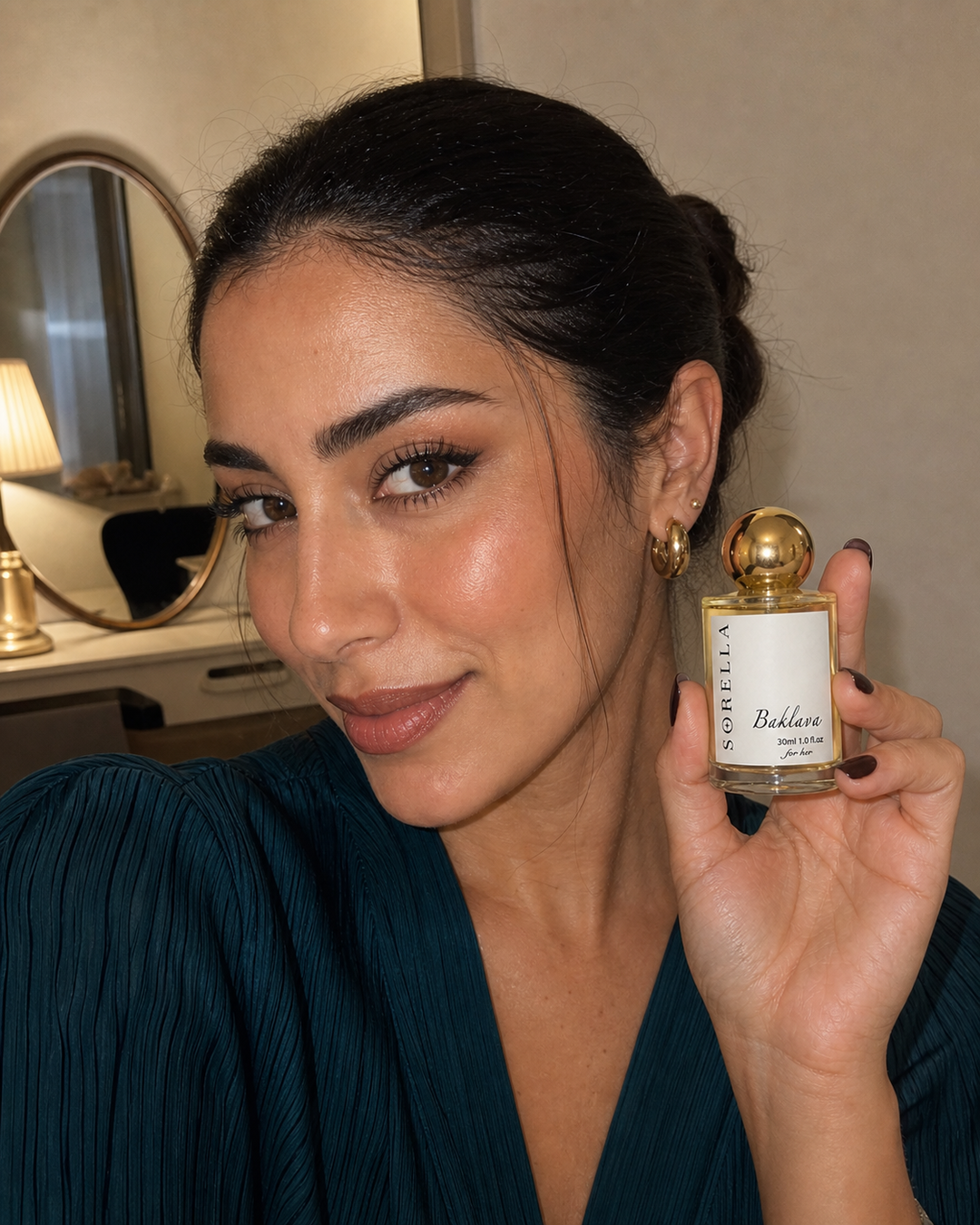 Baklava Sorella moments — A close-up getting-ready moment for when the scent is part of the whole look.