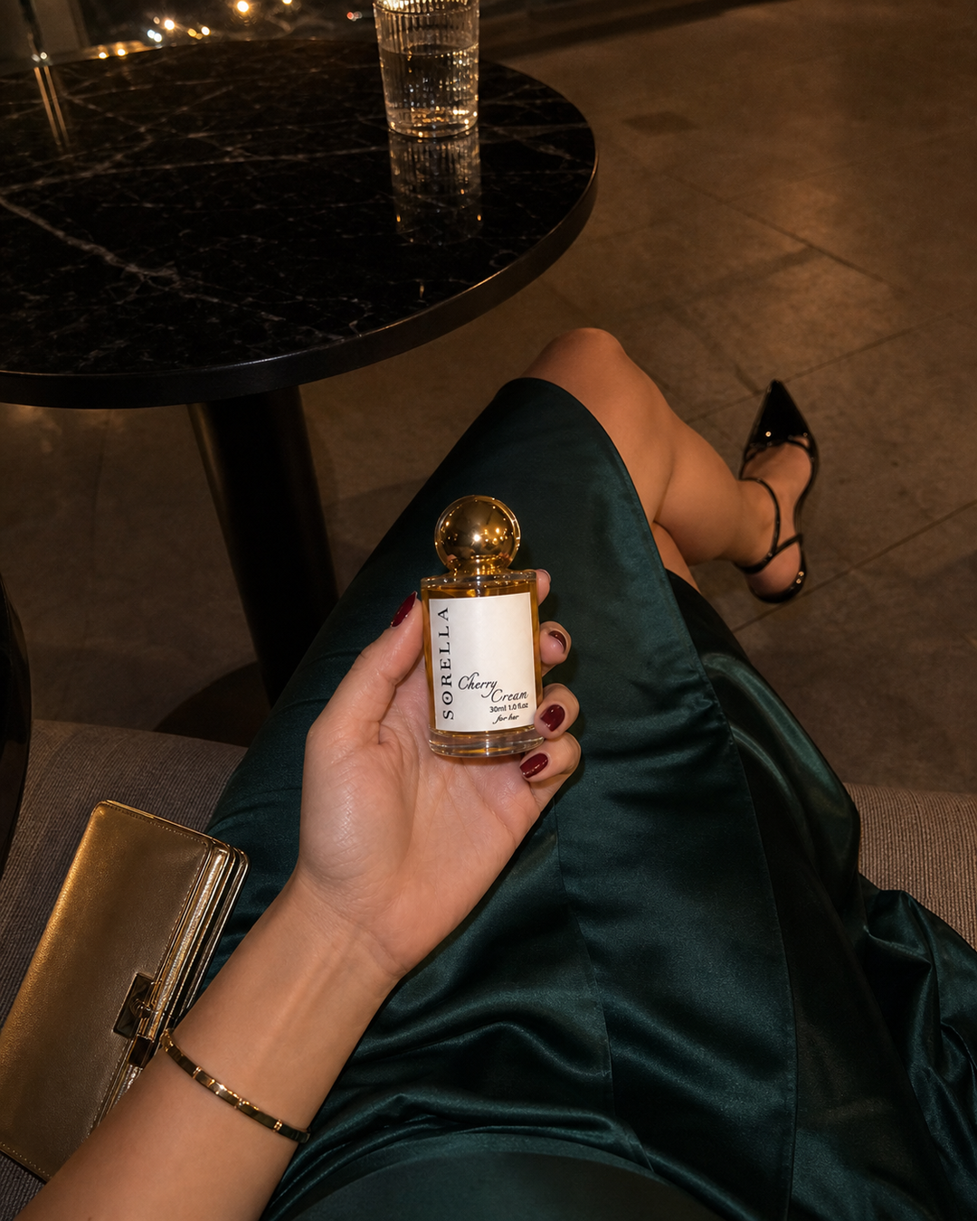 Cherry Cream Sorella moments — The finishing touch to a date-night outfit, just before heading out.